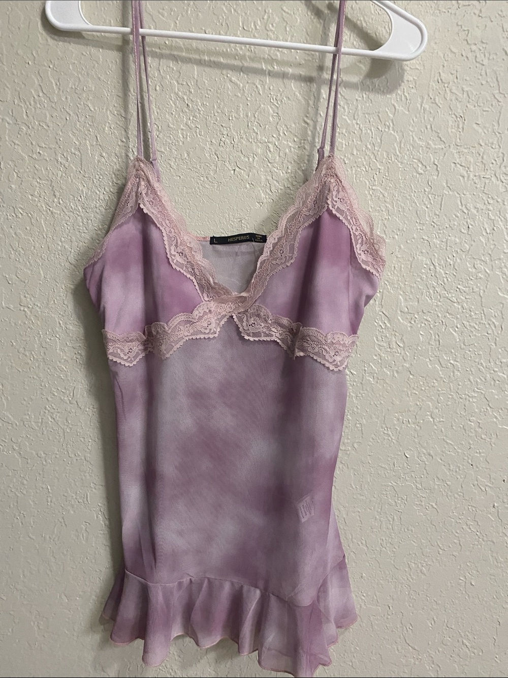 Lavender Lace-Trim Camisole Slip - Feminine Spaghetti-Strap Top